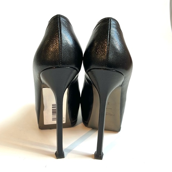 YSL Tribtoo Black-Embossed Leather Platform Pumps - Picture 3 of 11